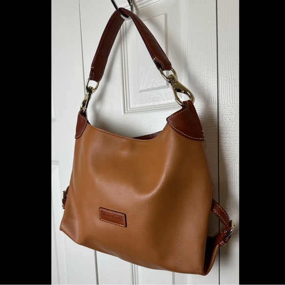 DOONEY & BOURKE Medium Sac Hobo Purse Shoulder Hand Bag Cognac Tan Brown Leather - Picture 2 of 16
